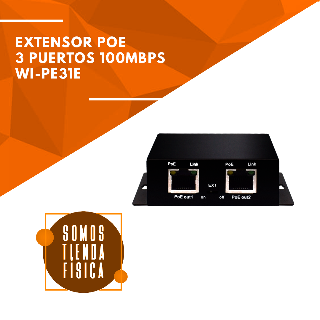 Extensor PoE 3 Puertos 100Mbps | WI-PE31E
